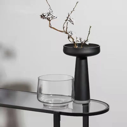 vase en verre givré pour décoration intérieure fleurs séchées et hydroponique - vue 4 sur 12