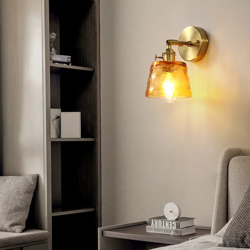 applique murale nordique en cuivre avec abat-jour en verre led - vue 2 sur 11