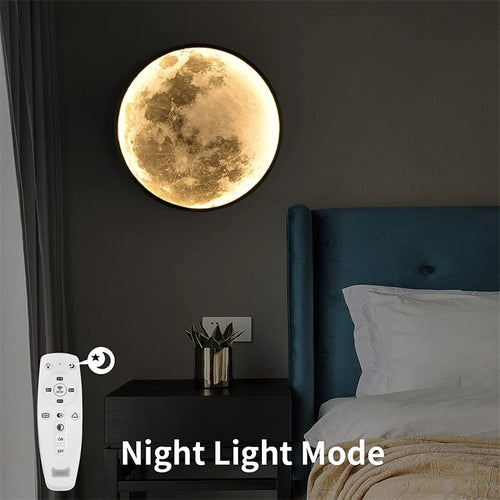 applique murale lune moderne avec intensité variable et télécommande led - vue 7 sur 23