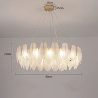 lustre de luxe moderne en plumes et verre métallique