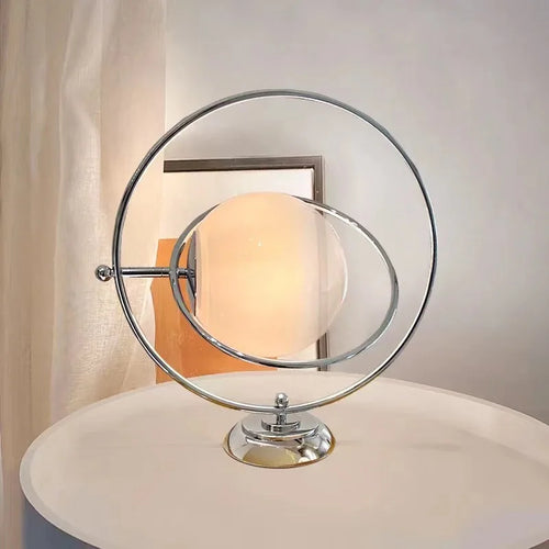 lampe à poser scandinave en chrome avec boule en verre - vue 2 sur 7
