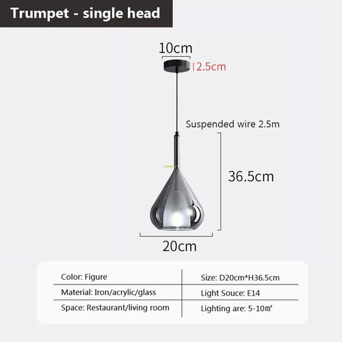 suspension en verre à plusieurs têtes pour intérieur moderne - vue 19 sur 23