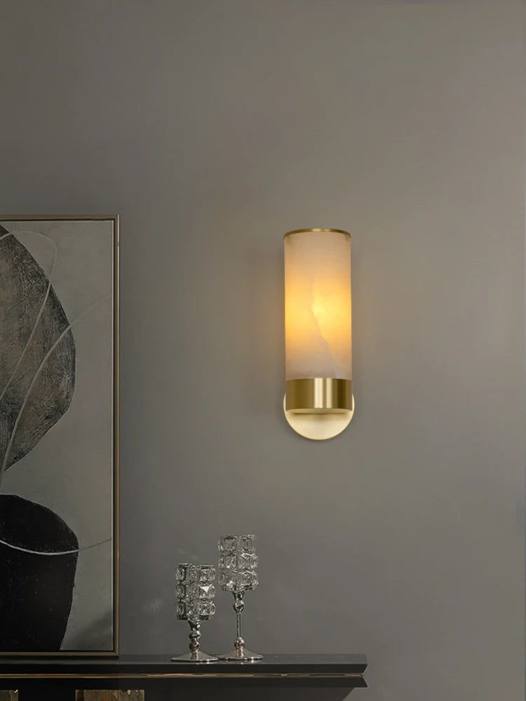 applique murale led minimaliste moderne en marbre naturel - vue 3 sur 10