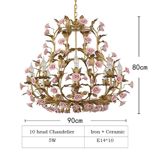 lustre led floral en céramique et cuivre pour intérieur décoratif - vue 11 sur 11
