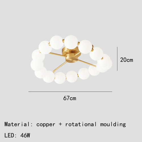 lustre à led avec anneau en cuivre et boule acrylique - vue 9 sur 10