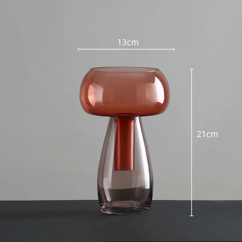 vase hydroponique en verre transparent en forme de champignon décoratif - vue 8 sur 8