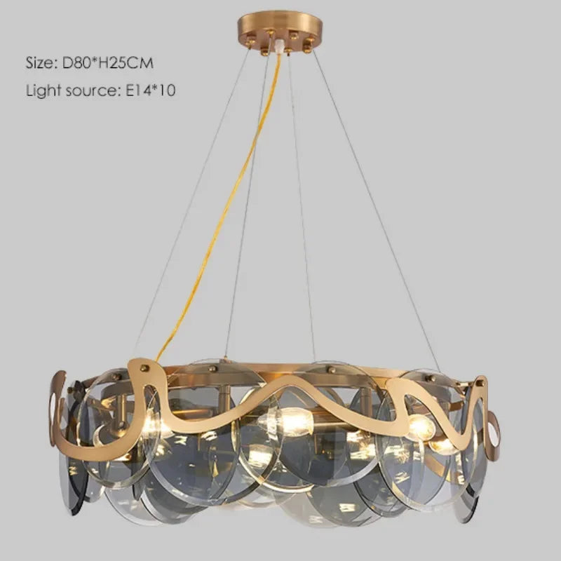 lustre post-moderne en verre simple pour salon luxueux - vue 5 sur 10