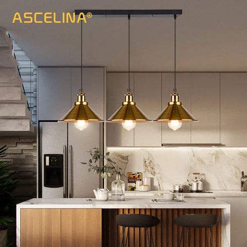 lustre industriel rétro à trois têtes suspendues pour maison - vue 10 sur 16