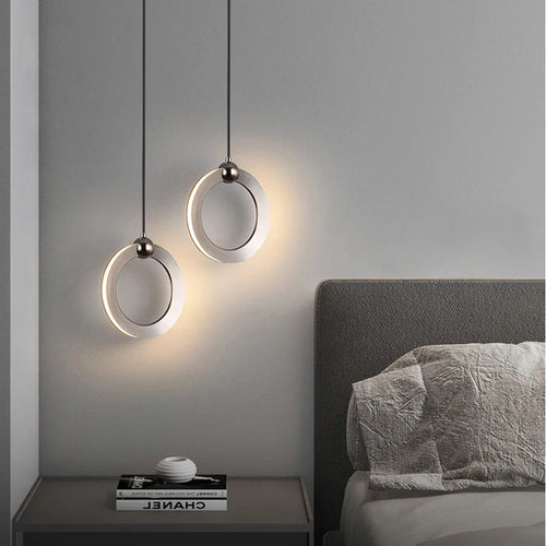 Lamp Modern LED Pendant Light Fixtures, Ring Pendant Lighting For Bedroom Bathroom Living Room, Small Hanging Pendant Light - vue 3 sur 10