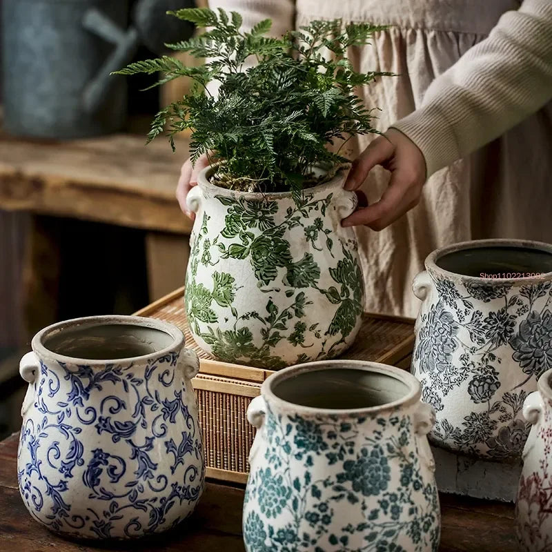 pots de fleurs en céramique rétro pour plantes et orchidées - vue 3 sur 9