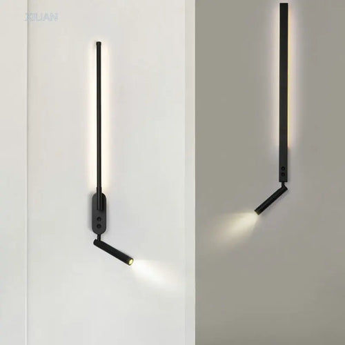 Modern Bedroom Living Room Wall Light ON/OFF Switch AC220V Black White Long Wall Lamps with LED Spotlights - vue 2 sur 18