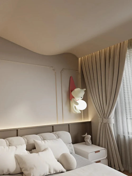 applique murale Style crème résine ours nordique LED salon chambre enfants chambre moderne créatif décor à la maison - vue 5 sur 8