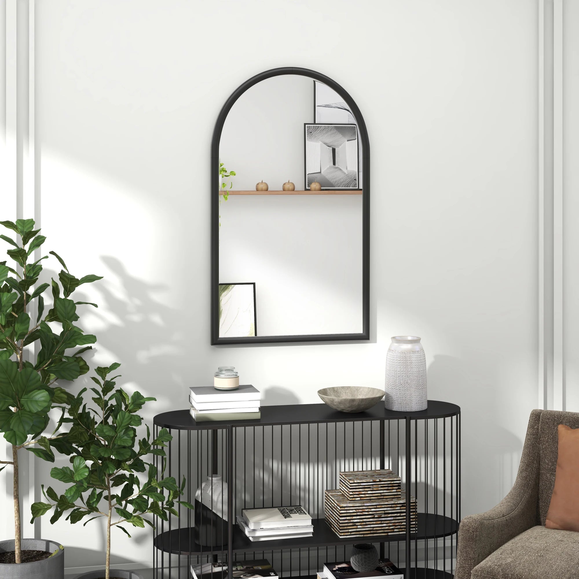 miroir mural en bois avec cadre de fenêtre élégant - vue 2 sur 8