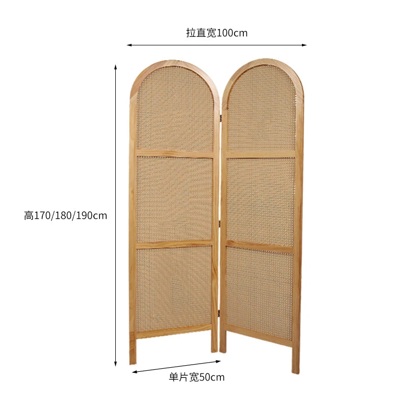 paravent en rotin pliable de style japonais mobile - vue 11 sur 13
