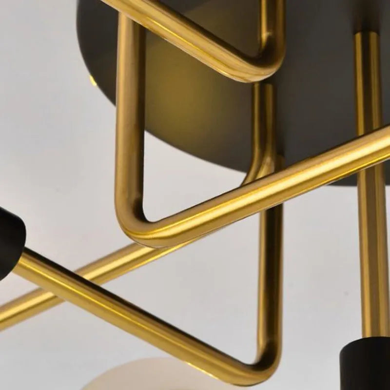 plafonnier moderne en verre doré et métal élégant - vue 6 sur 12