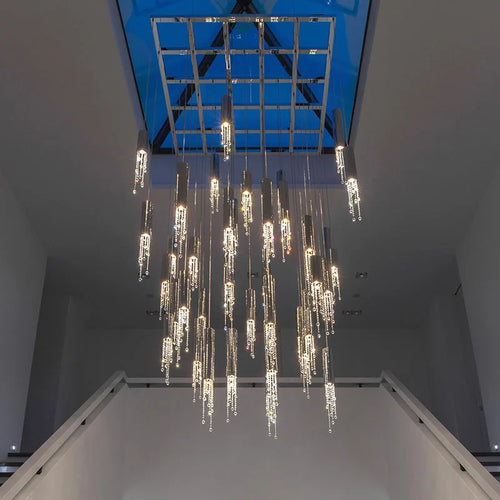 lustre led moderne de luxe en cristal pour escalier - vue 3 sur 19