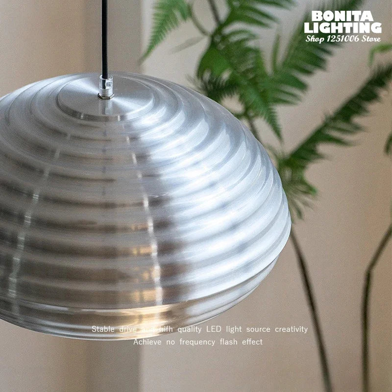 suspension moderne en demi-cercle design métal rayé pour intérieur élégant - vue 7 sur 7