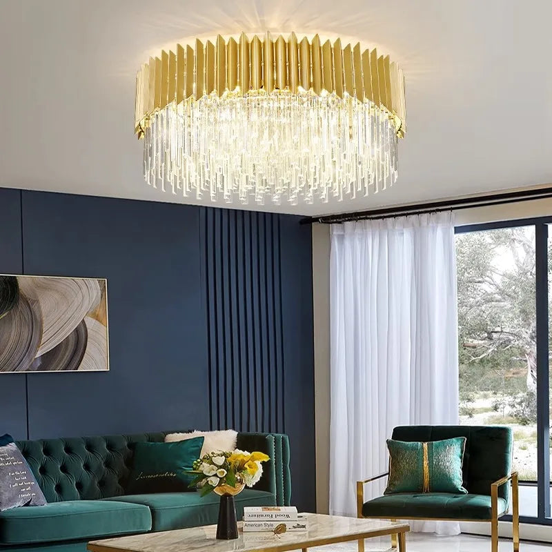 plafonnier led ovales en cristal à intensité variable en or noir - vue 5 sur 14