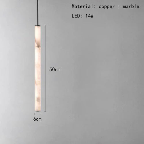 lustre cylindrique en marbre naturel avec cordon réglable 3000k - vue 8 sur 9