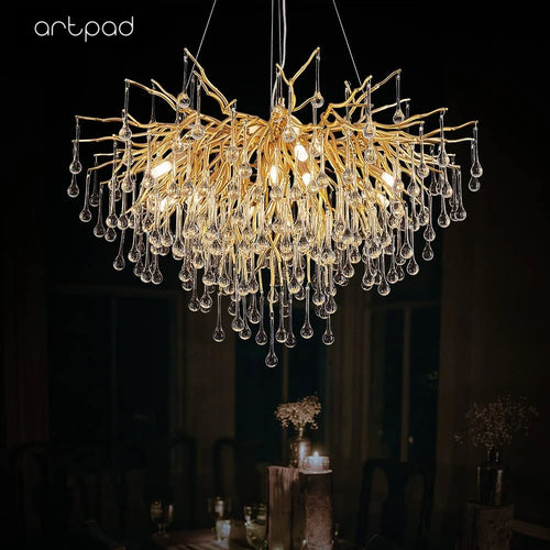 lustre moderne cristal goutte de pluie design élégant pour intérieur décoratif - vue 2 sur 15