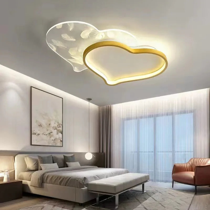 plafonnier moderne en plumes en forme de cœur pour décoration - vue 4 sur 8