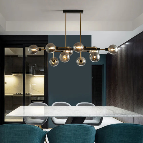 lustre moderne en verre design avec bulles LED décoratif - vue 2 sur 14
