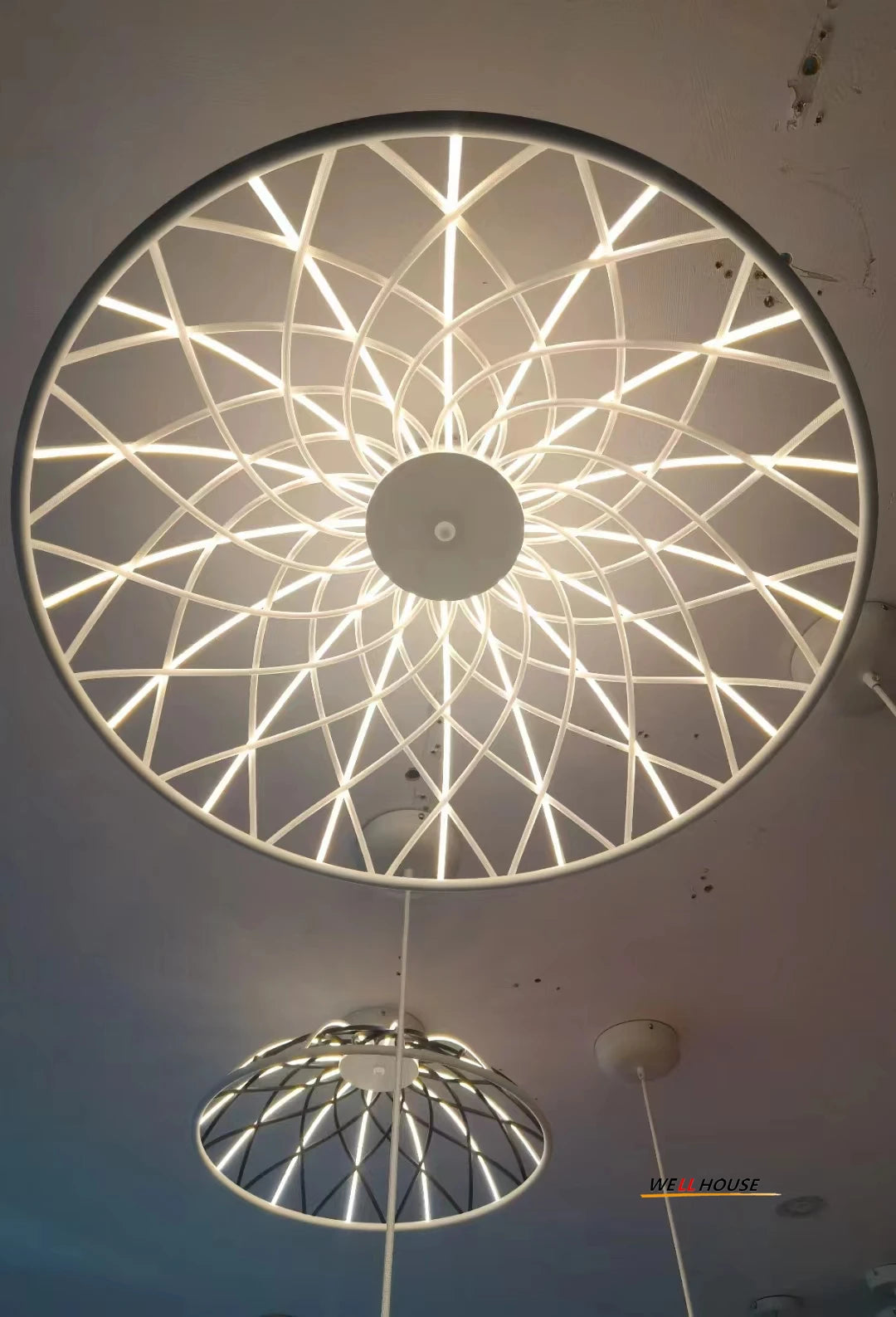 suspension moderne en corde nordic skynest led macaron mesh - vue 5 sur 10