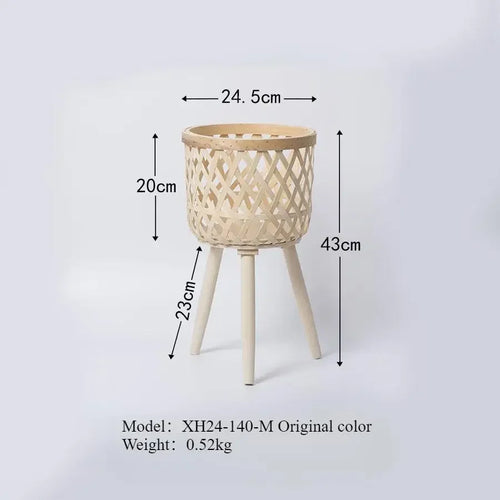 support de fleurs en rotin tressé pour décoration intérieure - vue 8 sur 8