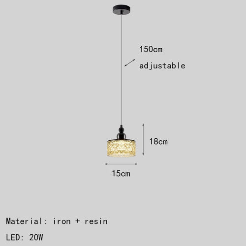 plafonnier led en résine transparente et métal noir style moderne - vue 8 sur 7