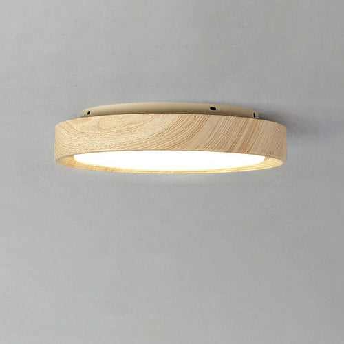 lampe circulaire simple style nordique grain de bois éclairage entrée balcon porche - vue 4 sur 12