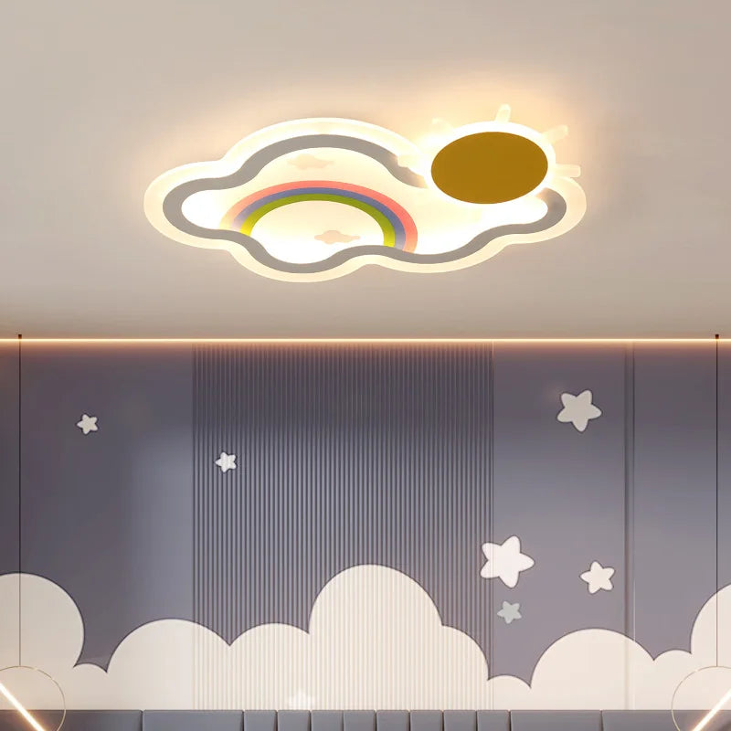 plafonnier nuage arc-en-ciel led pour chambre d'enfant - vue 3 sur 8