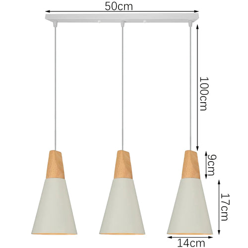 suspension macaron nordique en bois 3 têtes pour bar restaurant - vue 11 sur 24