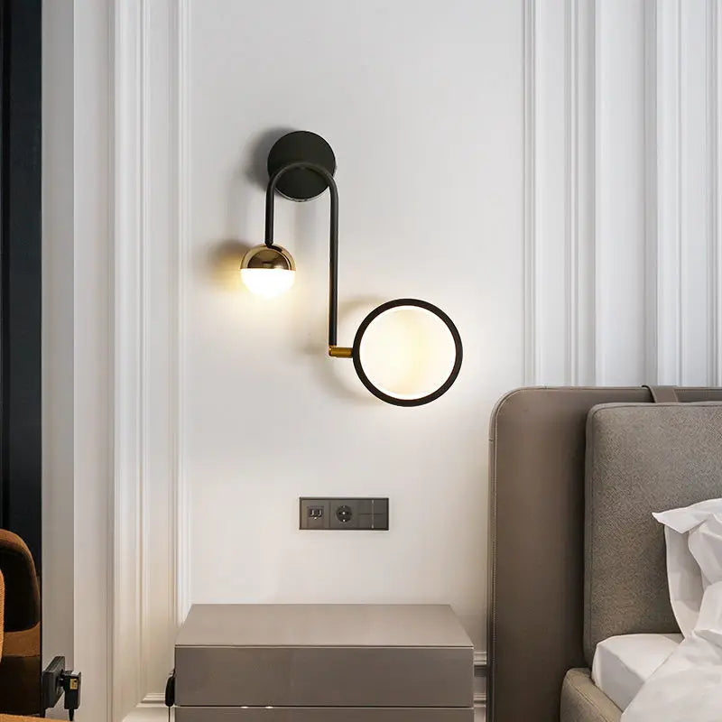 Nordique Led intérieur applique têtes de lit boule ronde fond applique murale allée salon chevet chambre décoration applique murale - vue 4 sur 8