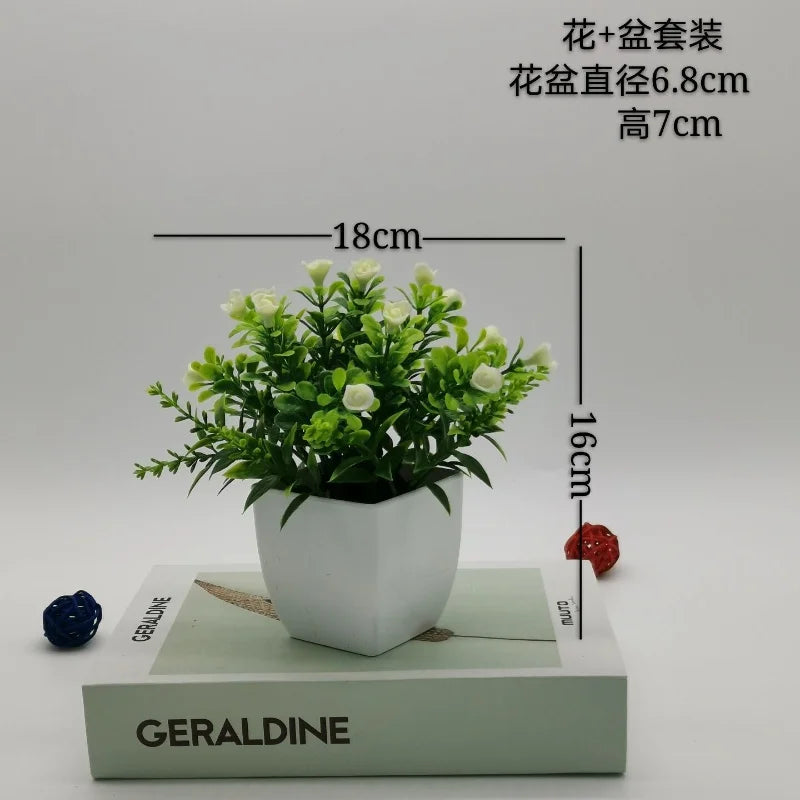 petite rose en pot bonsaï décoration plantes artificielles pour intérieur - vue 5 sur 12