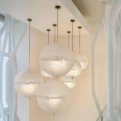 lustre style design italien led haut de gamme forme lune - vue 2 sur 13