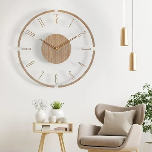 montre murale luxe en bois design moderne silencieuse quartz créative - vue 4 sur 11