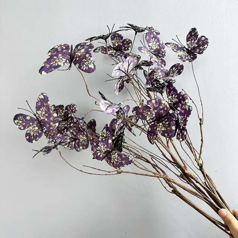 branche de papillon artificielle avec fausses fleurs décoratives pour jardin - vue 4 sur 13