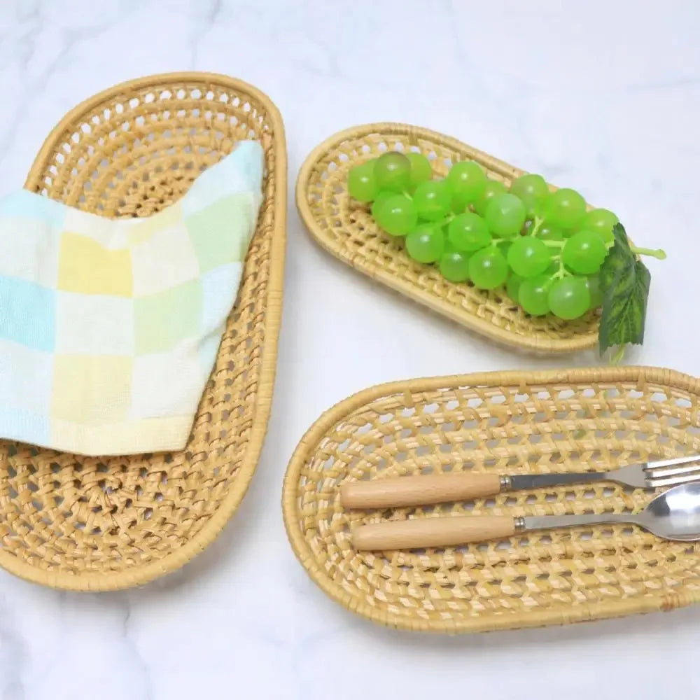 panier de rangement ovale en rotin pour pain et fruits - vue 5 sur 8