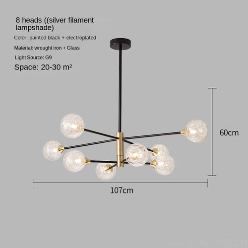 lustre moderne en forme de haricot avec éclairage led suspendu - vue 15 sur 16