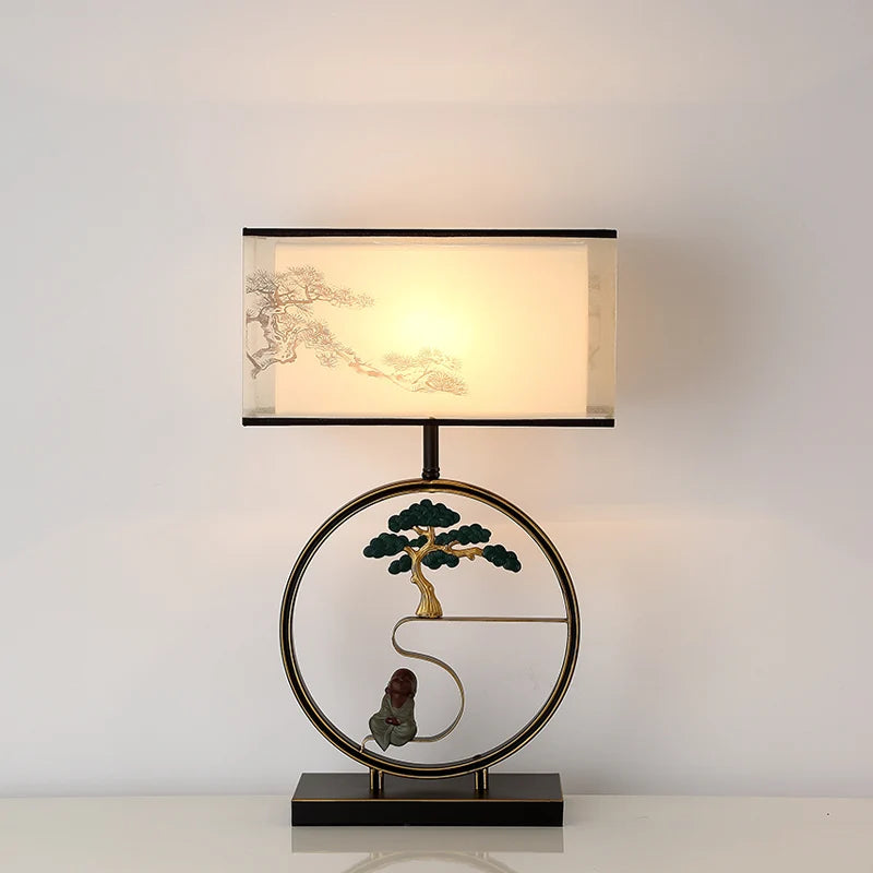 lampe de chevet rétro style chinois pour décoration intérieure - vue 3 sur 7