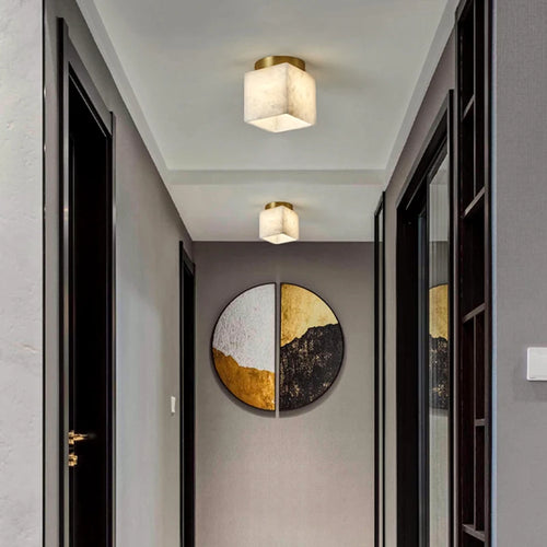 plafonnier marbre nordique intérieur cuisine allée hall escalier en laiton - vue 3 sur 11
