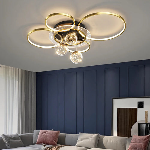 plafonnier moderne en forme d'anneaux décoratif pour intérieur - vue 4 sur 7