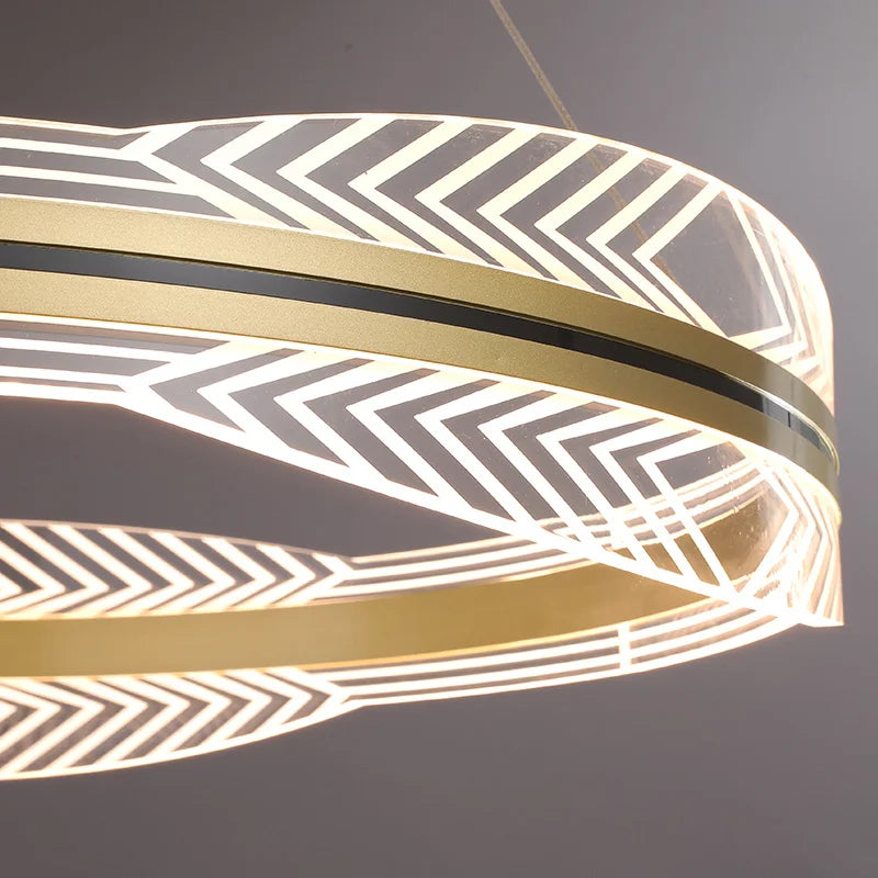 lustre moderne suspendu en or design nordique éclairage intérieur - vue 5 sur 12