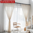 Voilage style lin translucide pour salon chambre fenêtre
