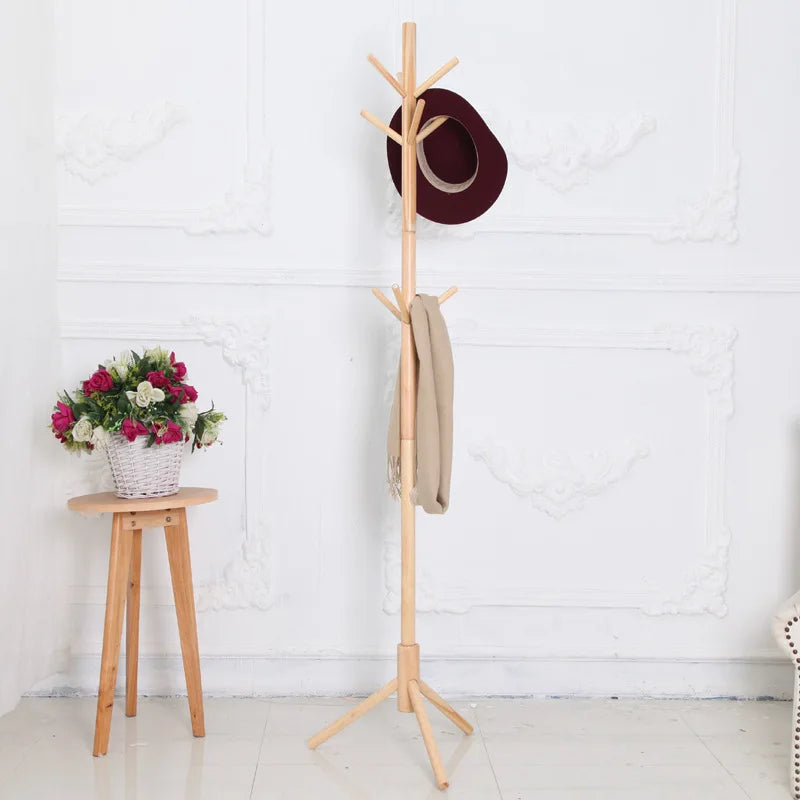 cintres en bois support à chapeaux et manteaux avec crochets - vue 2 sur 9