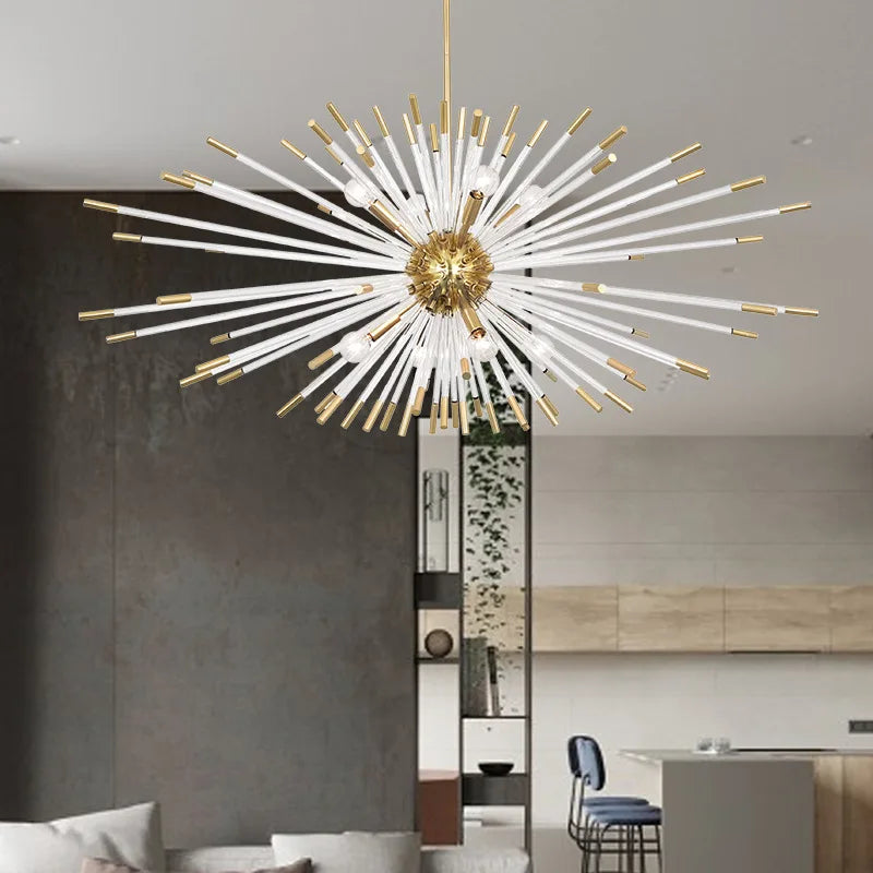 lustre de luxe en forme de pissenlit éclairage décoratif en stock - vue 5 sur 12