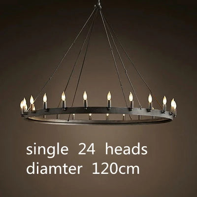 Lustre rond et Moderne américain rétro fer Vintage industriel Led - vue 13 sur 13