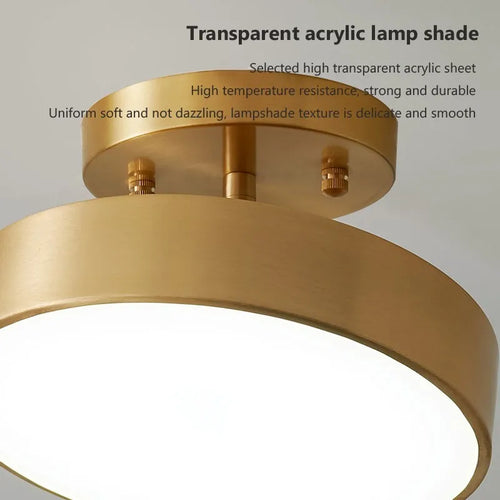 plafonnier cuivre led simple rond vestiaire - vue 7 sur 12