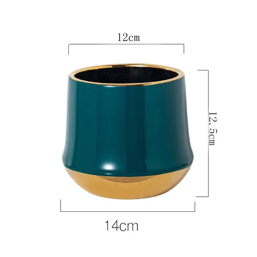 pot de fleurs en céramique doré pour décoration intérieure moderne - vue 12 sur 14