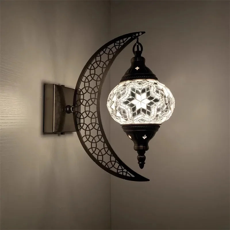 applique murale rétro bohème en forme de lune décorative artisanale - vue 12 sur 14